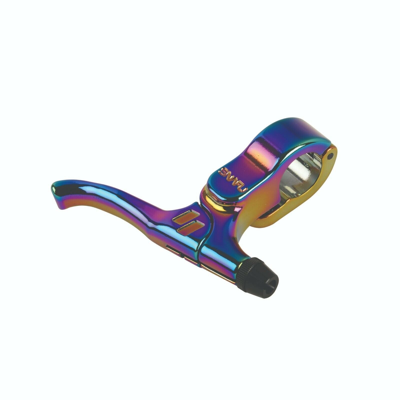 A Snafu BMX anchor brake lever for the right side, featuring a jet fuel (oil slick) color with a metallic finish.