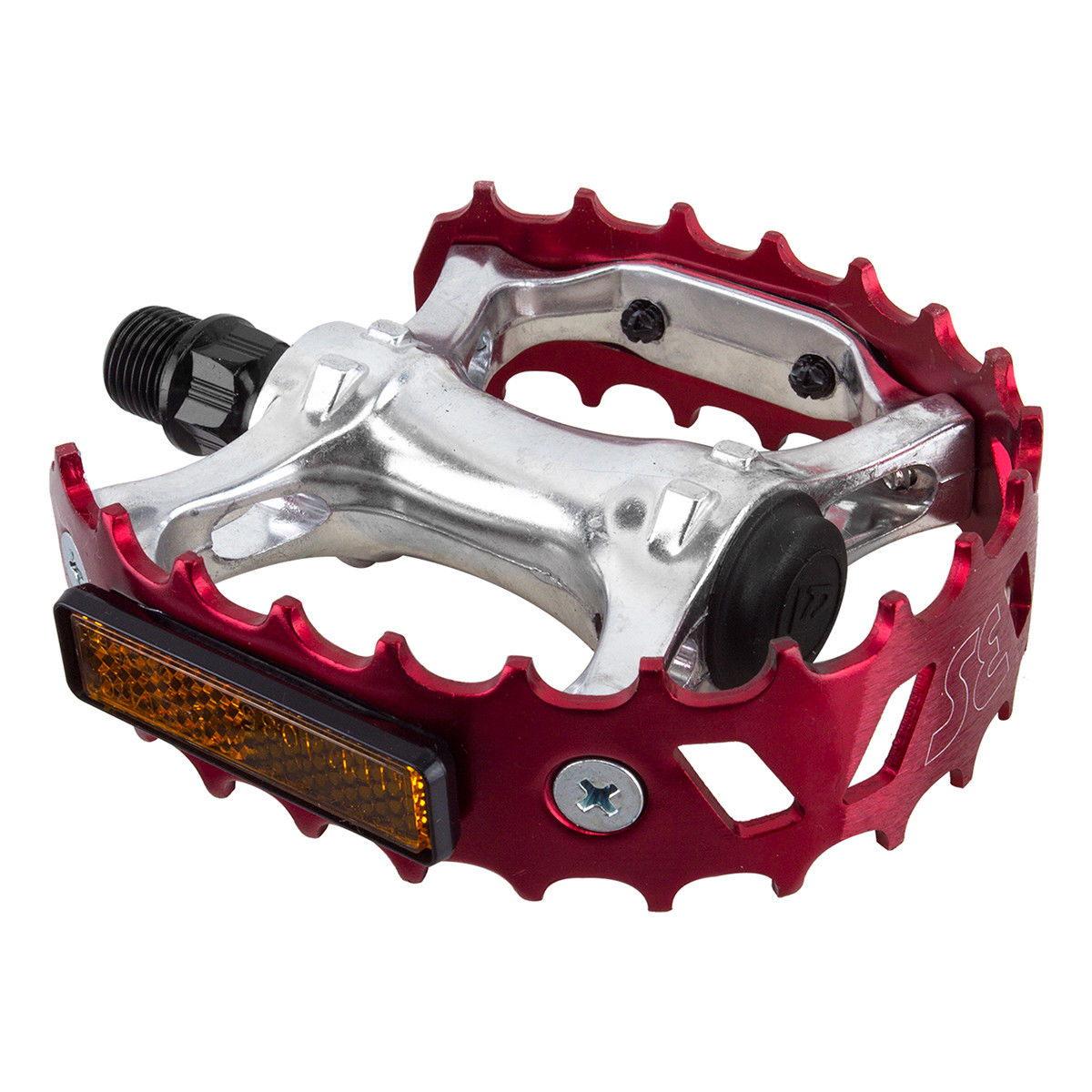 SE Racing Bear Trap Aluminum Cage Pedals - 9/16" - Red