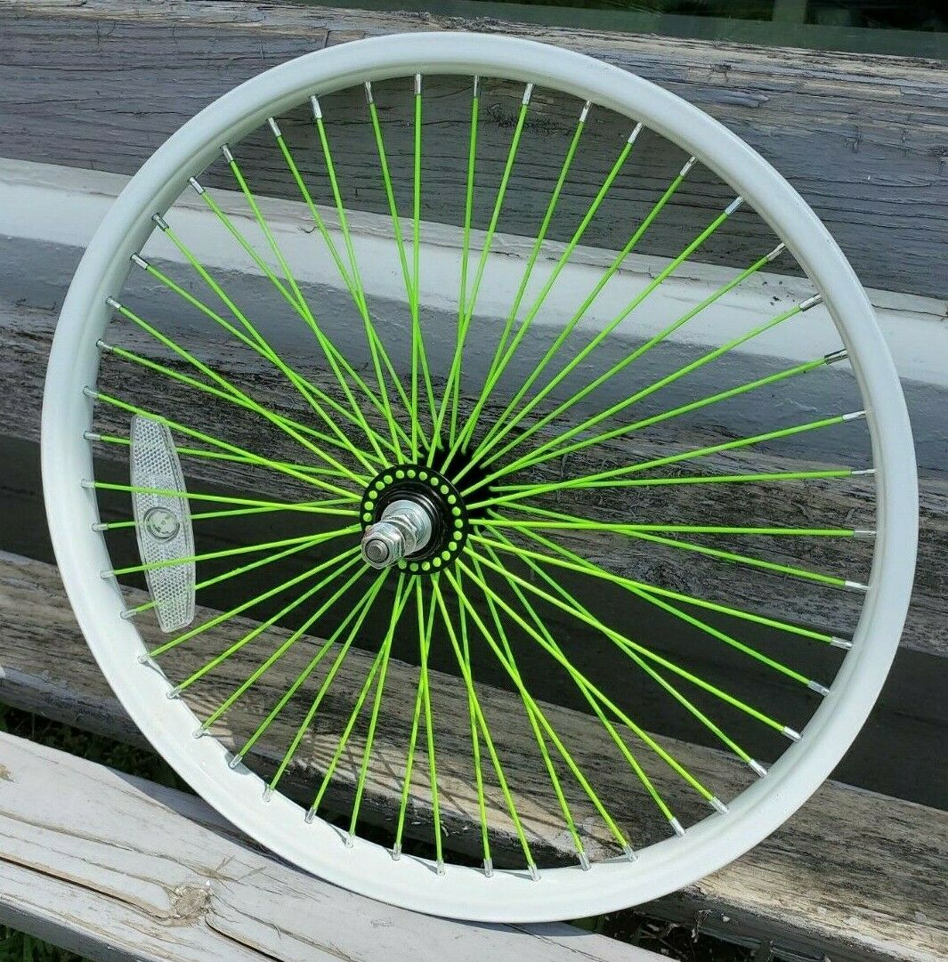 Steel 20 BMX Wheel Front White Green 48H 3 8 axle Kent Next OEM