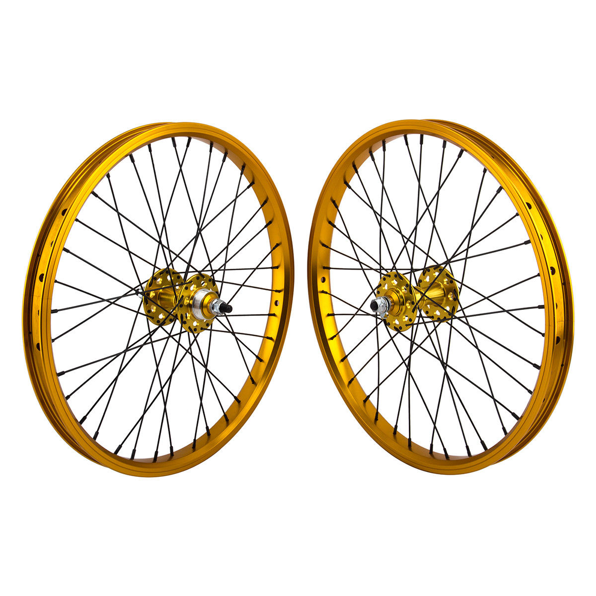 20" SE Racing Wheelset - Pair - 36H - Double Wall - Sealed Bearing - Freewheel - Gold