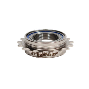 A silver Profile Racing Elite 17t BMX Freewheel with visible teeth and bearings.