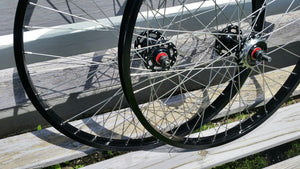 24" 7X style Sealed Road Flange BMX Wheels - Pair - w/ 16t Freewheel - Black