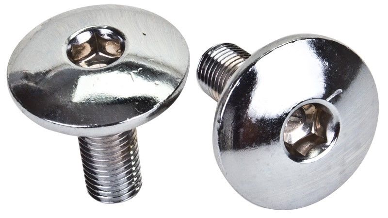Large Head Crank Spindle Bolts - M8x1mm - Chrome