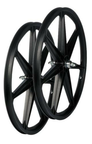 24" Skyway Tuff Wheel H-Spoke BMX Mag Wheels - Pair - Black - USA Made