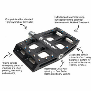Pedaling Innovations Catalyst Aluminum Platform Pedals - Sealed - 9/16 - Black