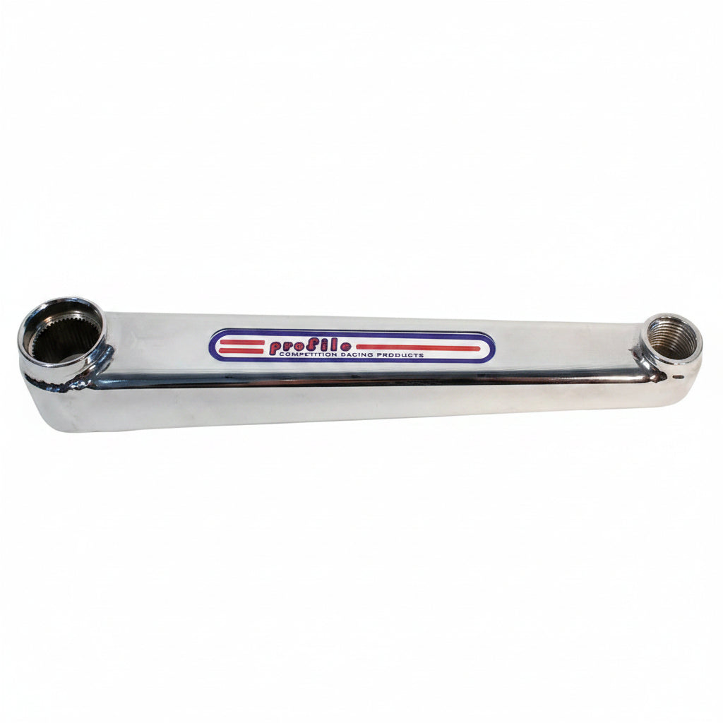 A chrome-plated bicycle crankset with American bottom bracket, including the Profile Racing brand logo.