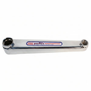 A chrome-plated bicycle crankset with American bottom bracket, including the Profile Racing brand logo.