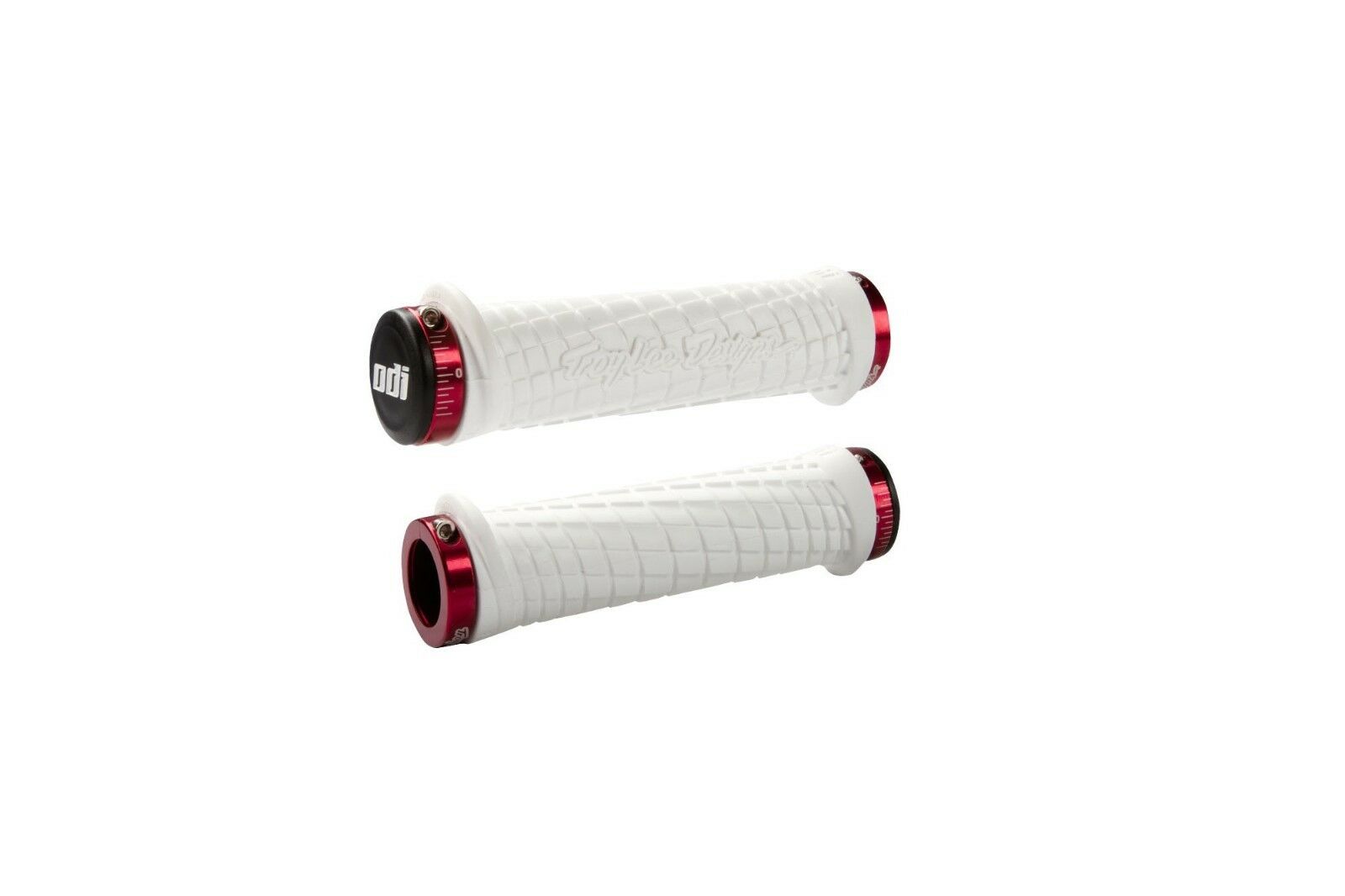 ODI Troy Lee Designs Lock-On BMX Grips - White w/ Red clamps - USA Made
