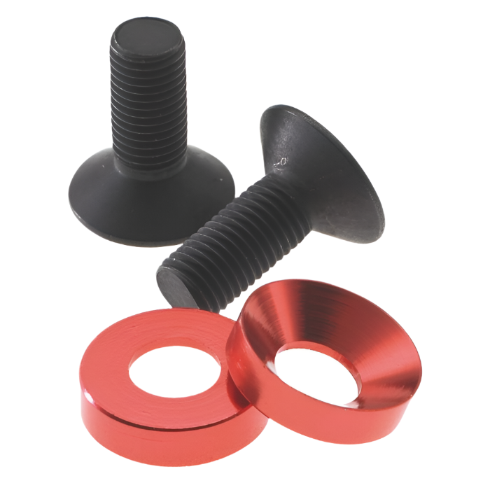 Redline Flush Mount Flight Crank Spindle Bolts M8x1mm Black & Anod