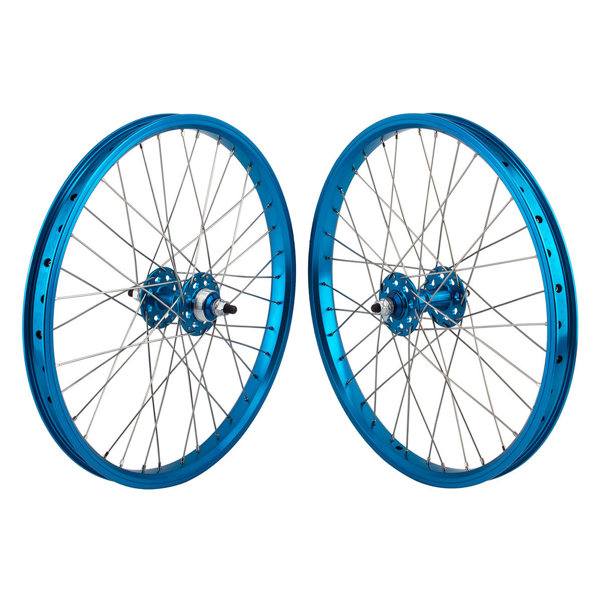 20" SE Racing Wheelset - Pair - 36H - Double Wall - Sealed Bearing - Freewheel - Blue