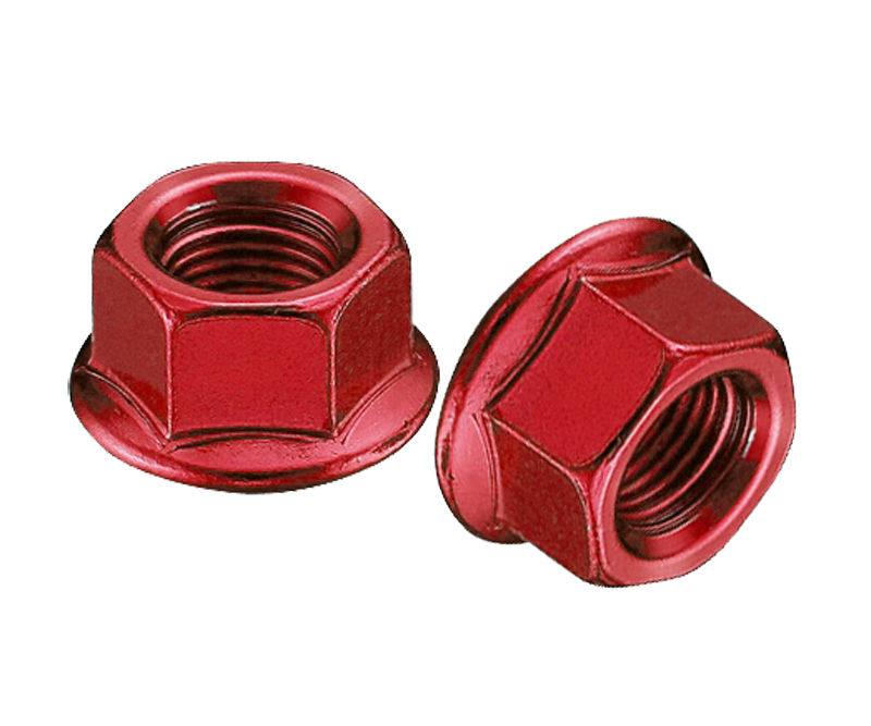 MCS Chromoly Flanged Axle Nuts - 3/8" x 26t - Set of 2 - Red
