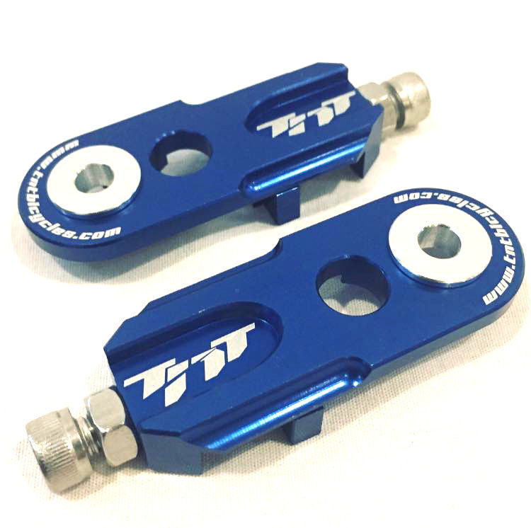 TNT Bicycles 3/8" BMX Chain Tensioners - Pair - w/ 6mm adapter - Blue