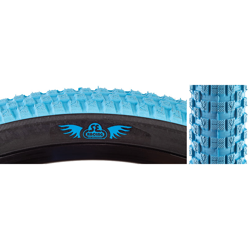 26x2.0 SE Racing Cub BMX Tire Light Blue w Black Sidewall BMXGuru C W Cycle