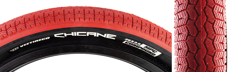 26x3.50 SE Racing Chicane BMX Cruiser tire - Red w/ Black Sidewall