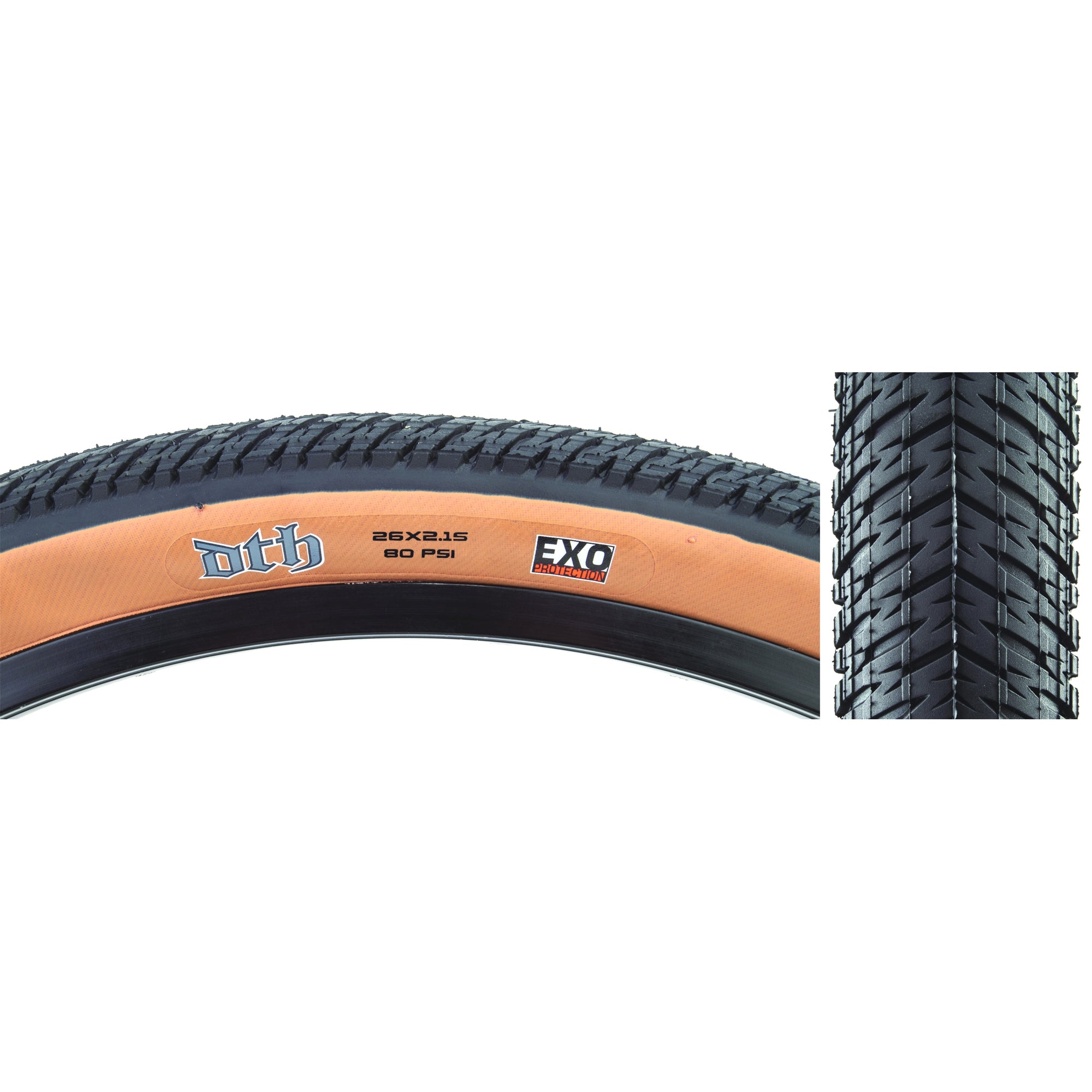 26x2.15 Maxxis DTH Folding Tire - Black w/ Dark Tan Skinwall