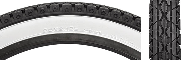 20x2.125 Goodyear-style Cruiser Tread Tire by CST Black w/ Whitewall  CW Cycle
