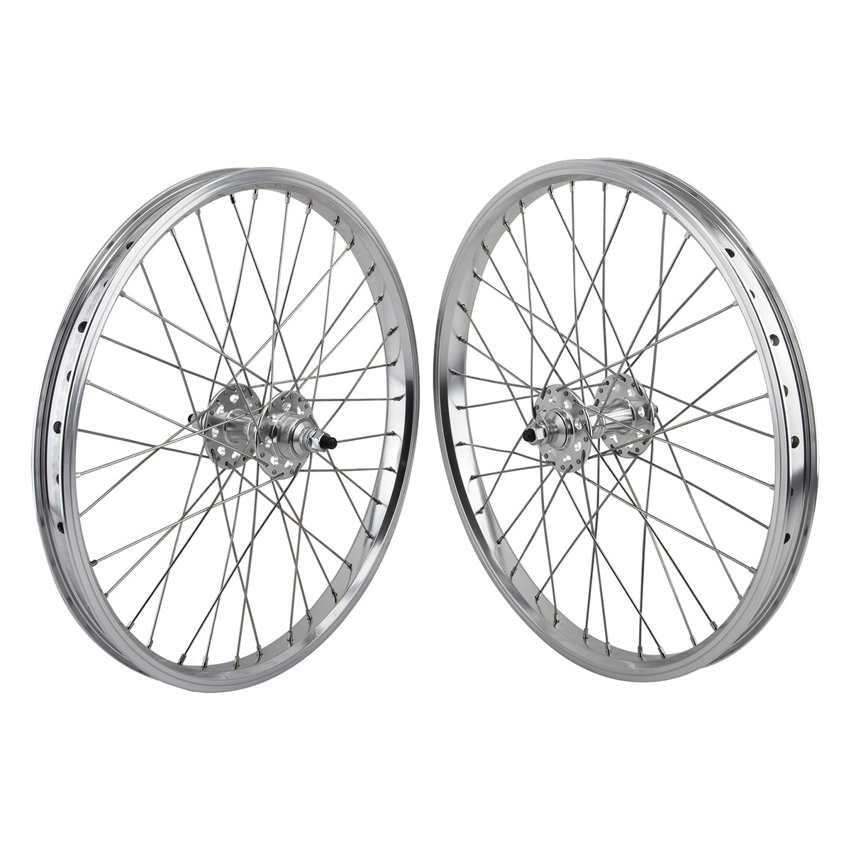 20" SE Racing Wheelset - Pair - 36H - Double Wall - Sealed Bearing - Freewheel - Silver