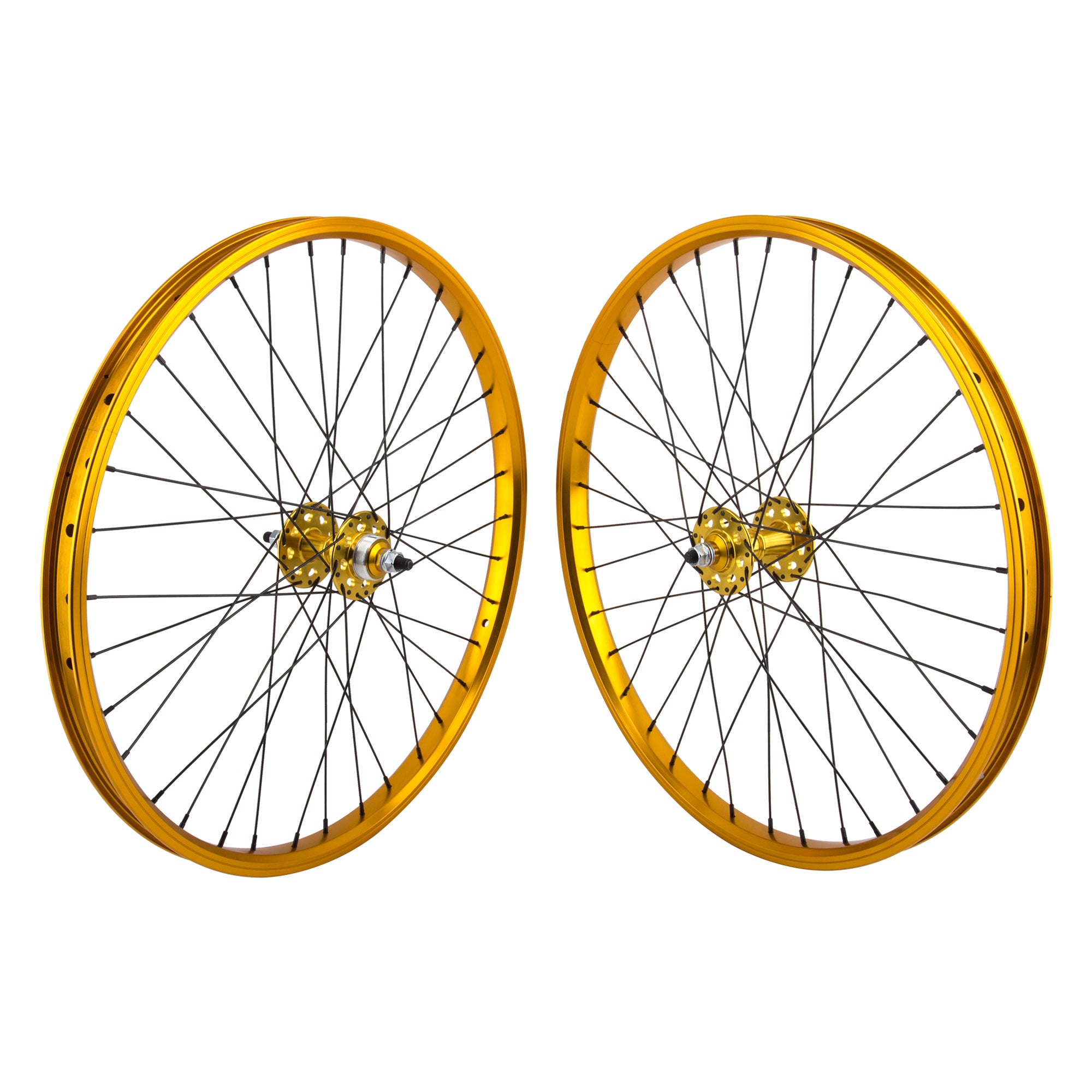 24" SE Racing Wheelset - Pair - 36H - Double Wall - Sealed Bearing - Freewheel - Gold
