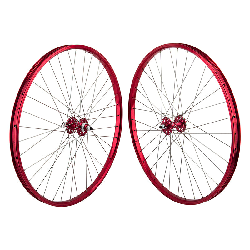 29" SE Racing Wheelset - Pair - 36H - Double Wall - Sealed Bearing - Flip Flop - Red
