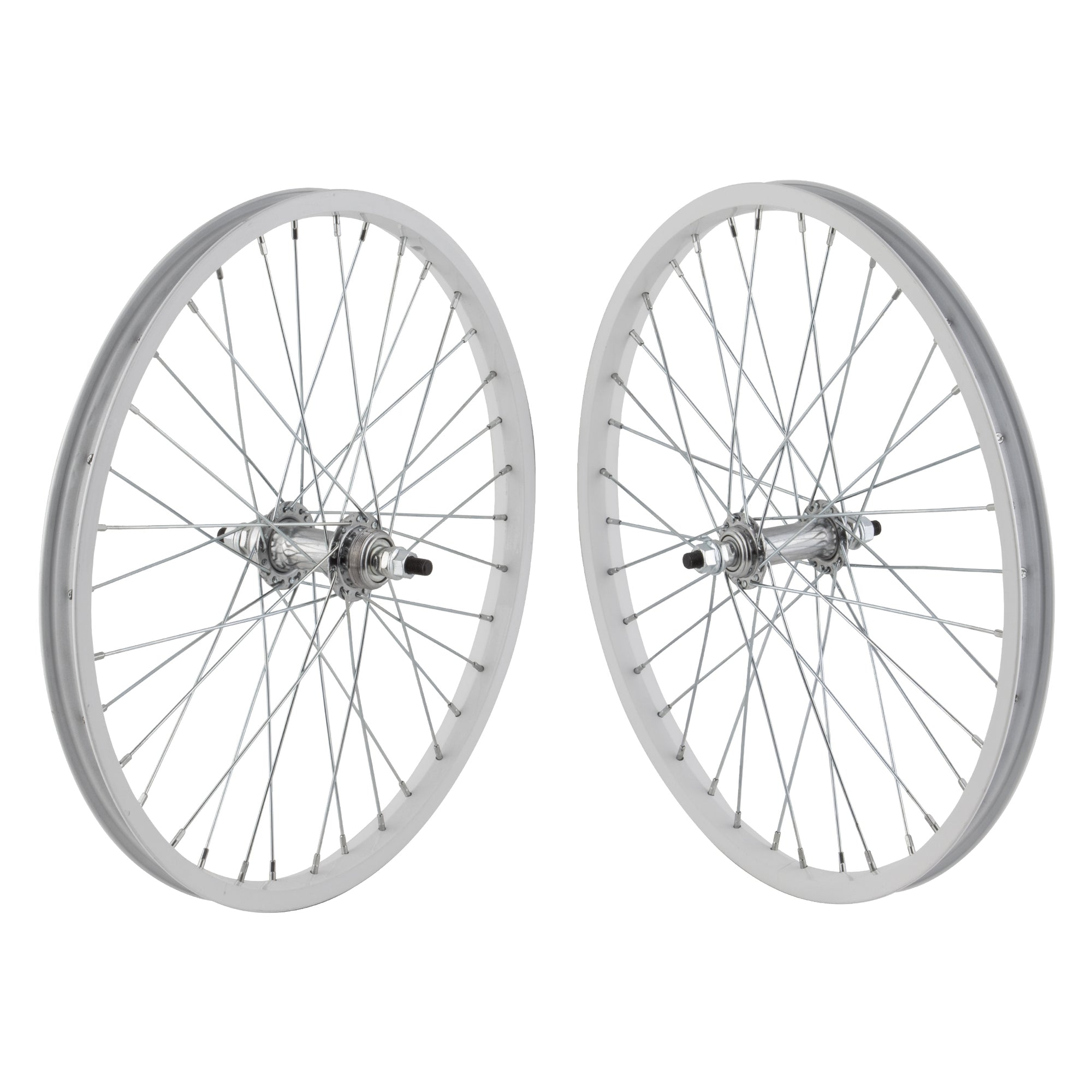 20" Aluminum 519 style BMX Wheelset - Freewheel - Pair - White