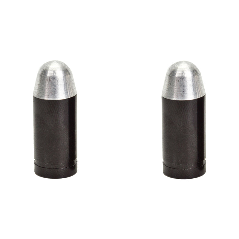 Trik Topz Bullet Tip Aluminum Valve Caps - Pair - Black & Silver