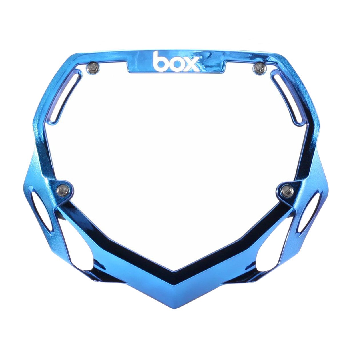 Box Two Pro BMX Number Plate - Blue Chrome + White