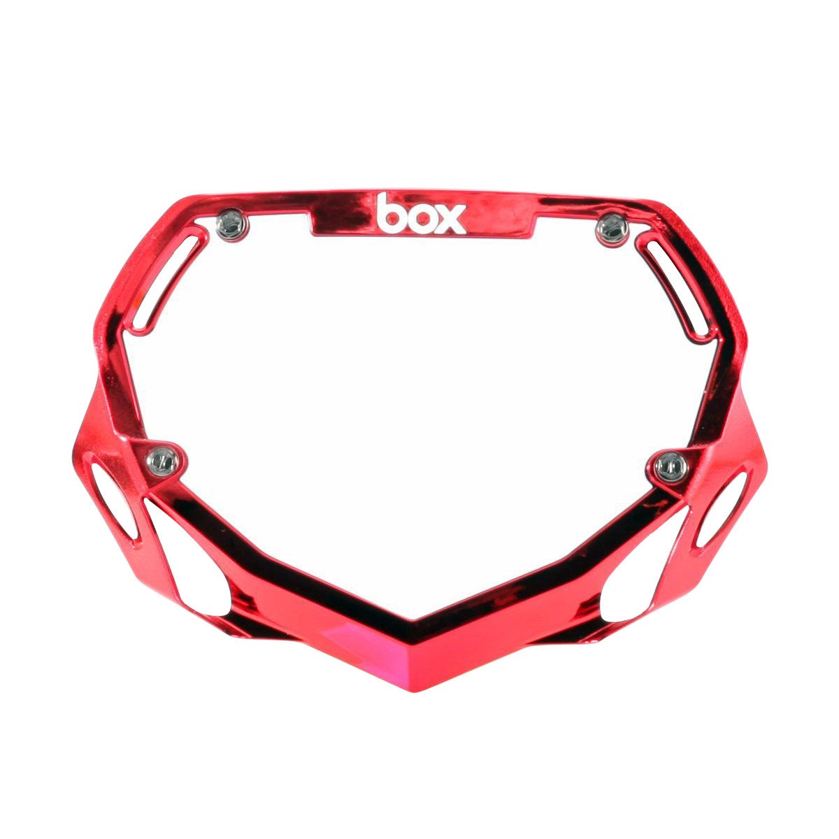 Box Two Mini / Cruiser BMX Number Plate - Red Chrome + White