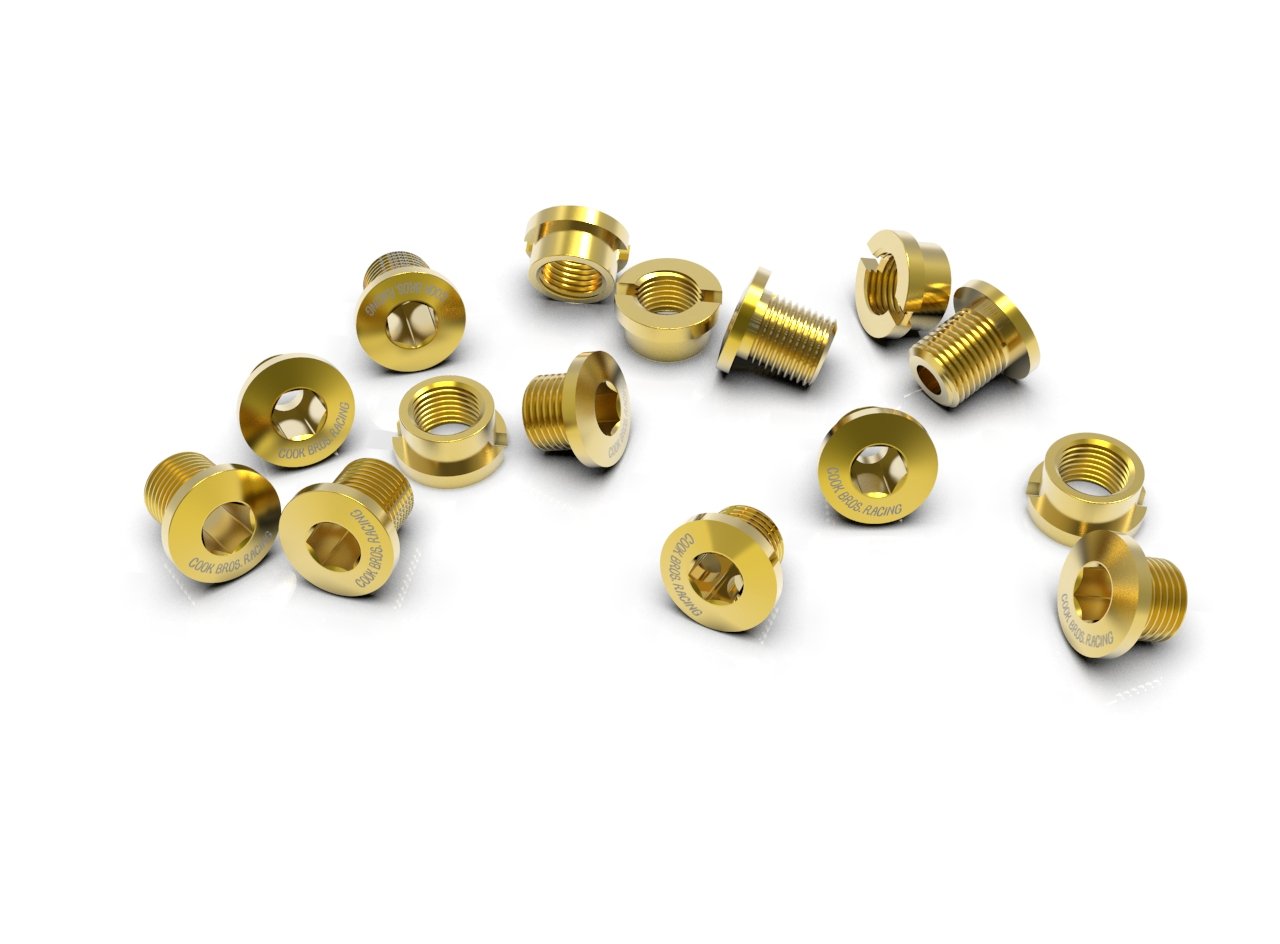 Cook Bros. Racing Alloy BMX Chainring Bolts - Single / Double - Gold