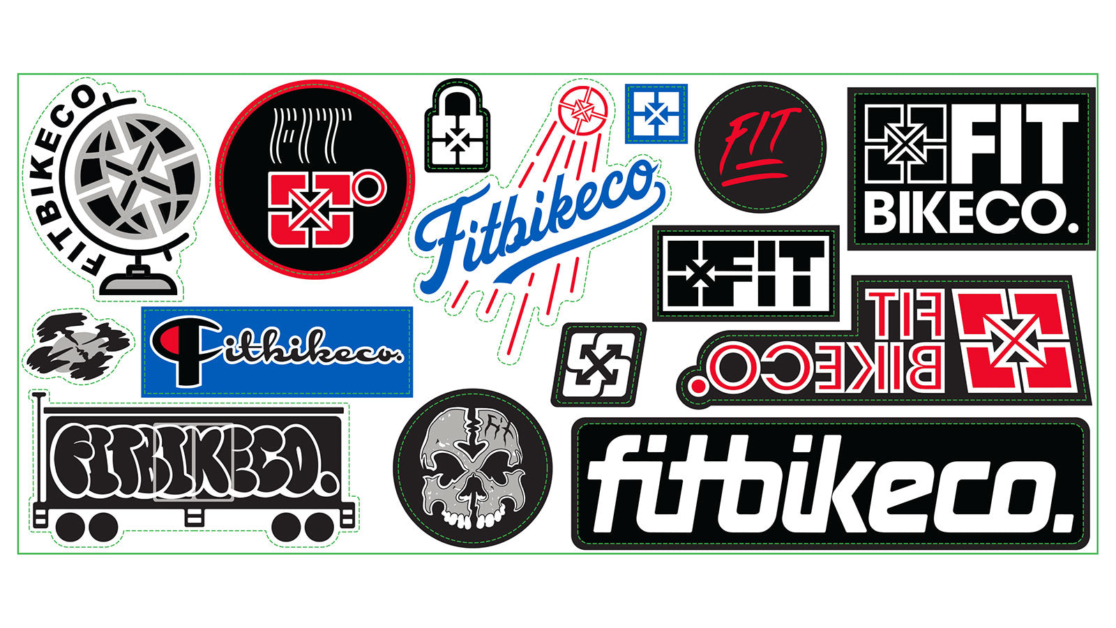 Fit BMX Dodger Sticker Sheet - Vinyl Decals - 9" x 4" sheet - 15 stickers