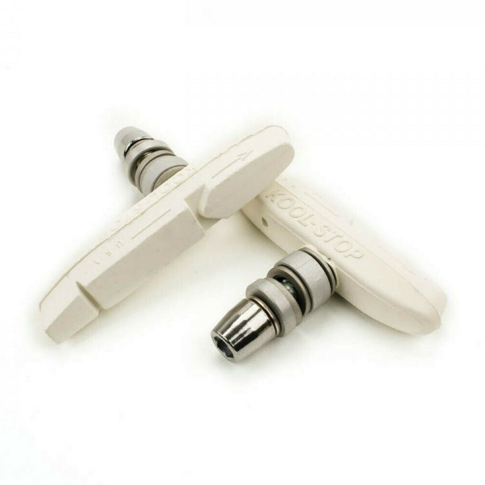 Kool Stop Supra 2 Threaded brake pads shoes - White - USA Made