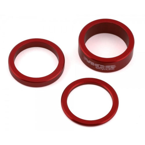 MCS Aluminum Headset Shim/Spacer 3-pc Kit - 1-1/8" - Red