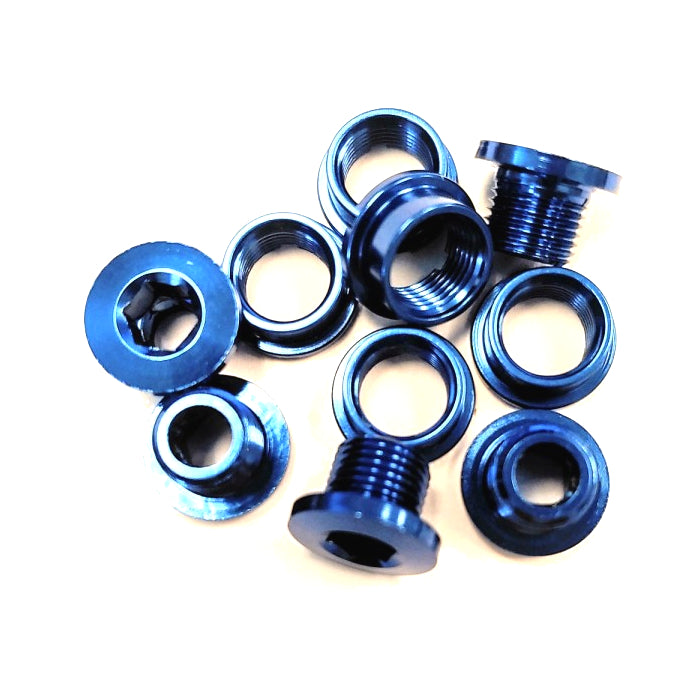 MCS Alloy Single Chainring Bolts - 5 bolts - Blue