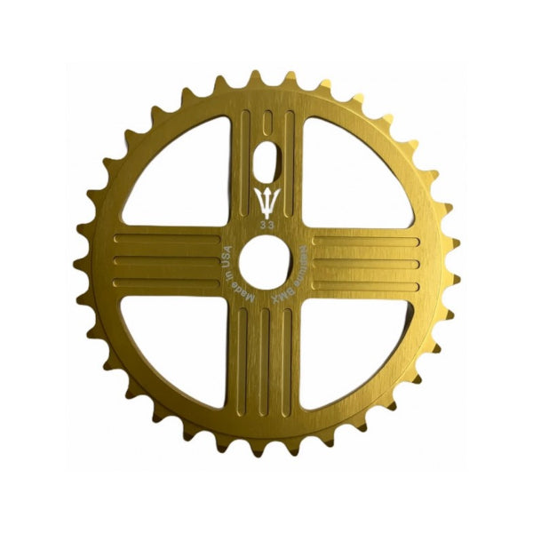 Neptune Helm 33t Bolt Drive BMX Aluminum Sprocket / Chainwheel - Gold - USA Made