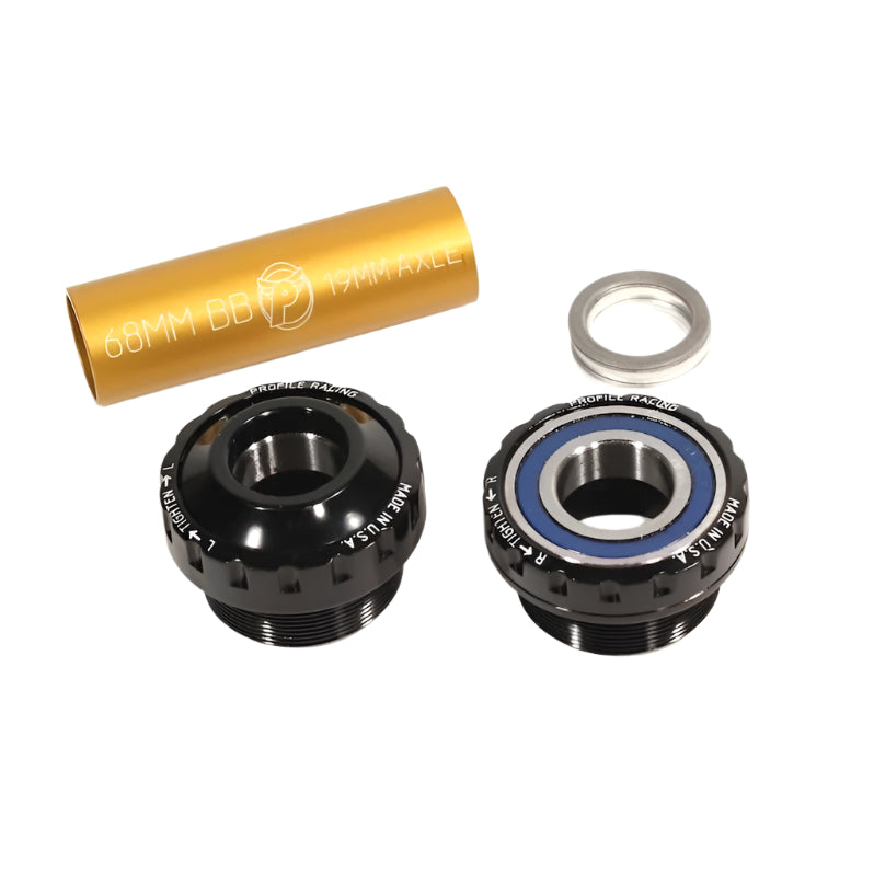 Profile 19mm Euro External (Outboard) BMX Bottom Bracket Set - Black - Made in the USA