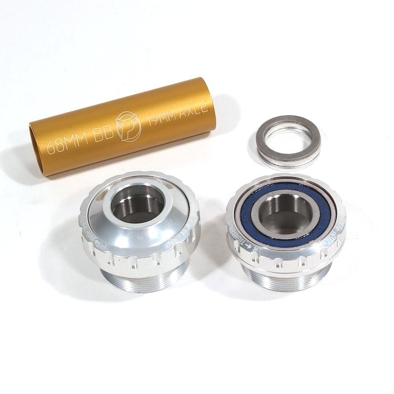 Profile 19mm Euro External (Outboard) BMX Bottom Bracket Set - Silver - Made in the USA