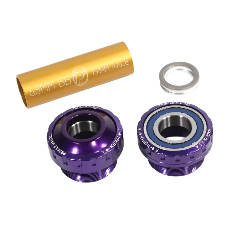 19mm Profile Euro External (Outboard) BMX Bottom Bracket Set - Purple - Made in the USA