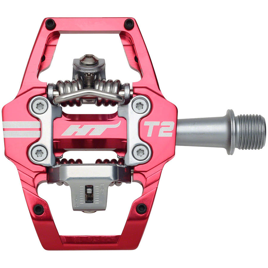 HT T2 Platform/Clipless Pedals w/ Cleats - Red
