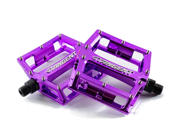 Tangent Platform BMX Pedals - Aluminum - 9/16" - Purple Chrome