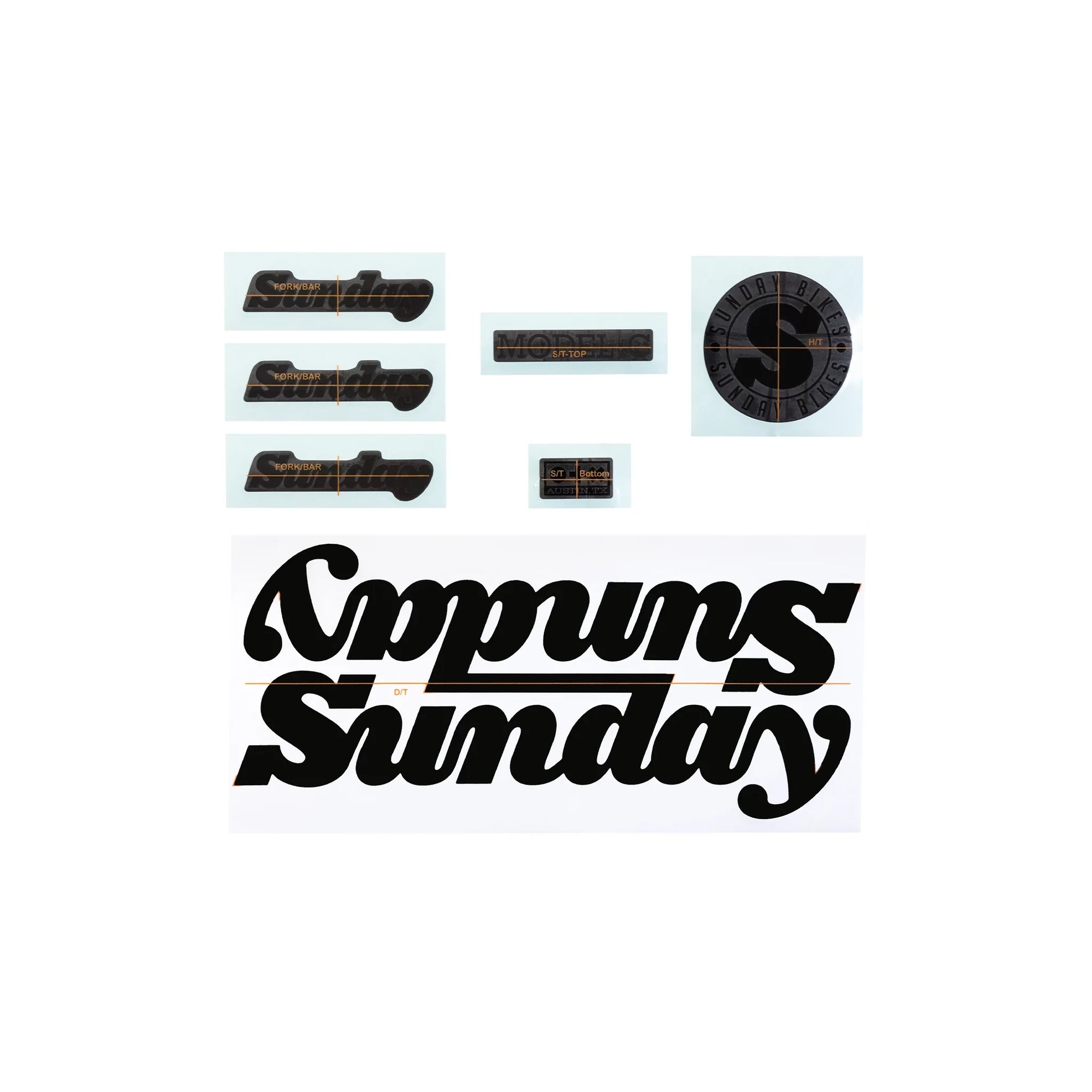 Sunday 2022 Model C Die-Cut Sticker Kit - Gloss Black