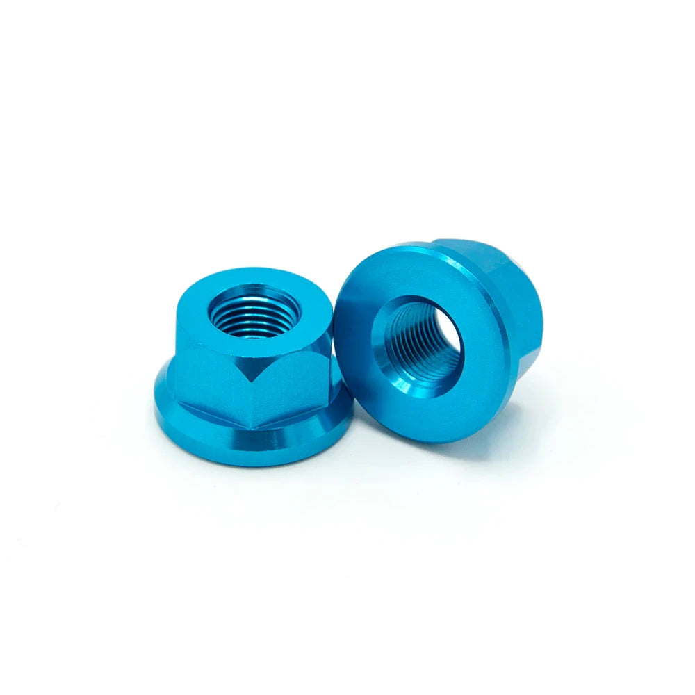 Theory 3/8" x 26t Aluminum BMX Axle Nuts -  Set of 2 - Blue