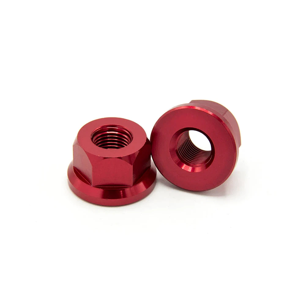 Theory 3/8" x 26t Aluminum BMX Axle Nuts -  Set of 2 - Red