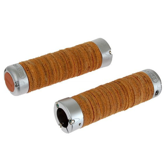 Brooks Plump Leather Grips - 130mm - Honey Brown & Silver