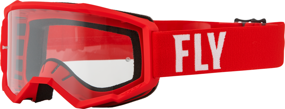 Fly Focus Adult BMX / MX Goggles - Red & White w/ Clear Lens