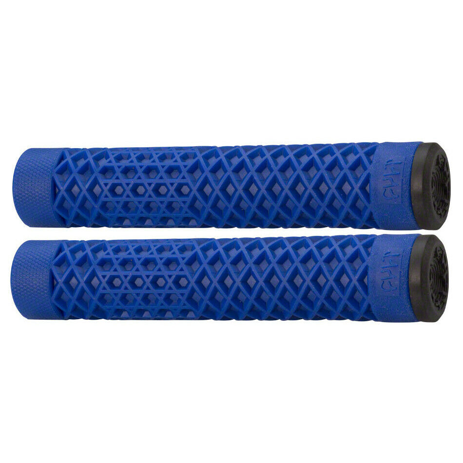 Cult Vans Waffle BMX Grips w/ Bar Ends - Flangeless - Blue - USA Made