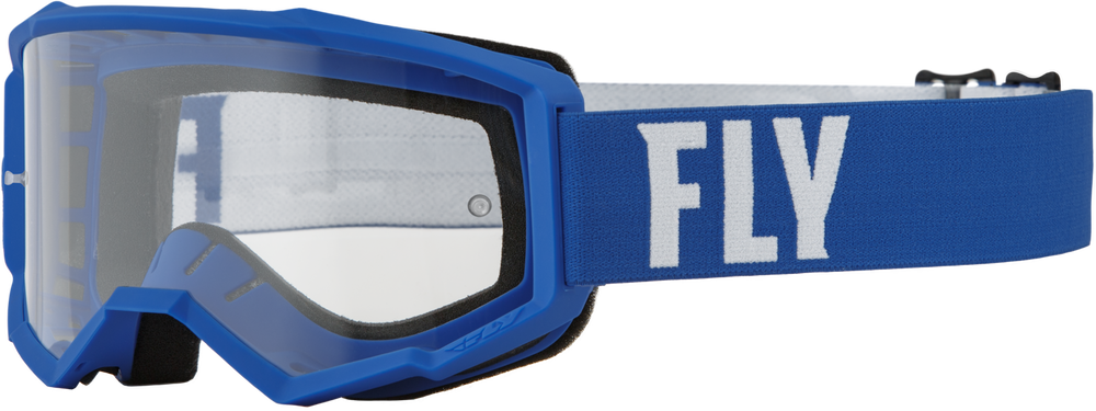Fly Focus Adult BMX / MX Goggles - Blue & White w/ Clear Lens