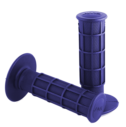 AME Full Waffle BMX Grips - Flanged - Blue - USA Made - BMXGuru