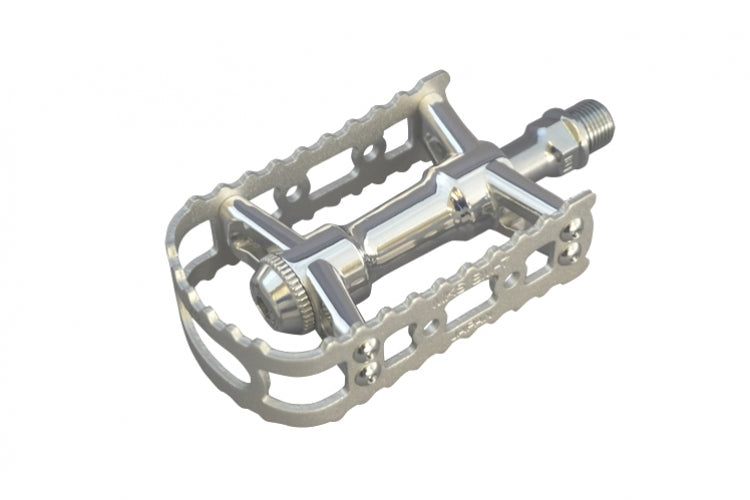 MKS BM-7 Next 70th Anniversary BMX Cage Pedals - 9/16" - Silver Anodized