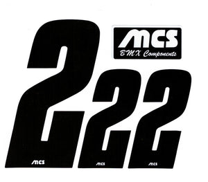 MCS BMX Number Sheet for Numberplate & Sideplate  - Set of 3 # - Black