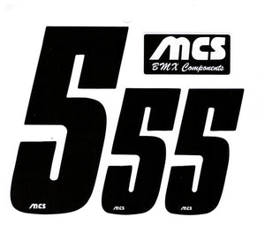 MCS BMX Number Sheet for Numberplate & Sideplate  - Set of 3 # - Black