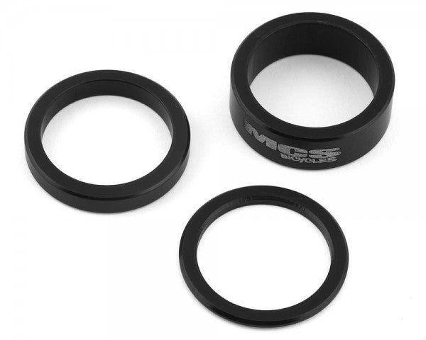 MCS Aluminum Headset Shim/Spacer 3-pc Kit - 1-1/8" - Black